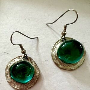 Modern Glass Art Silver Tone Handmade Earrings